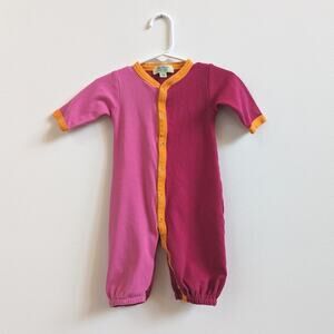 Kissy Kissy Qt Convertible Gown Romper Baby Sz 0-6m Pink Red Colorblock Retro